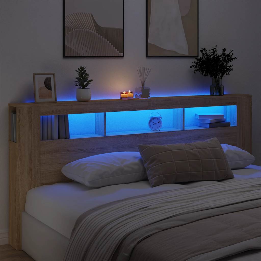 Tête de lit à LED chêne sonoma 220x18,5x103,5cm bois ingénierie - XIOS