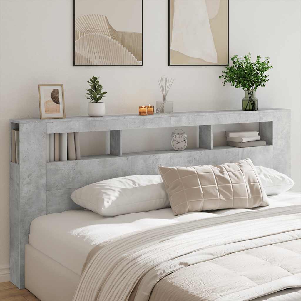 Tête de lit à LED gris béton 220x18,5x103,5cm bois d'ingénierie - XIOS
