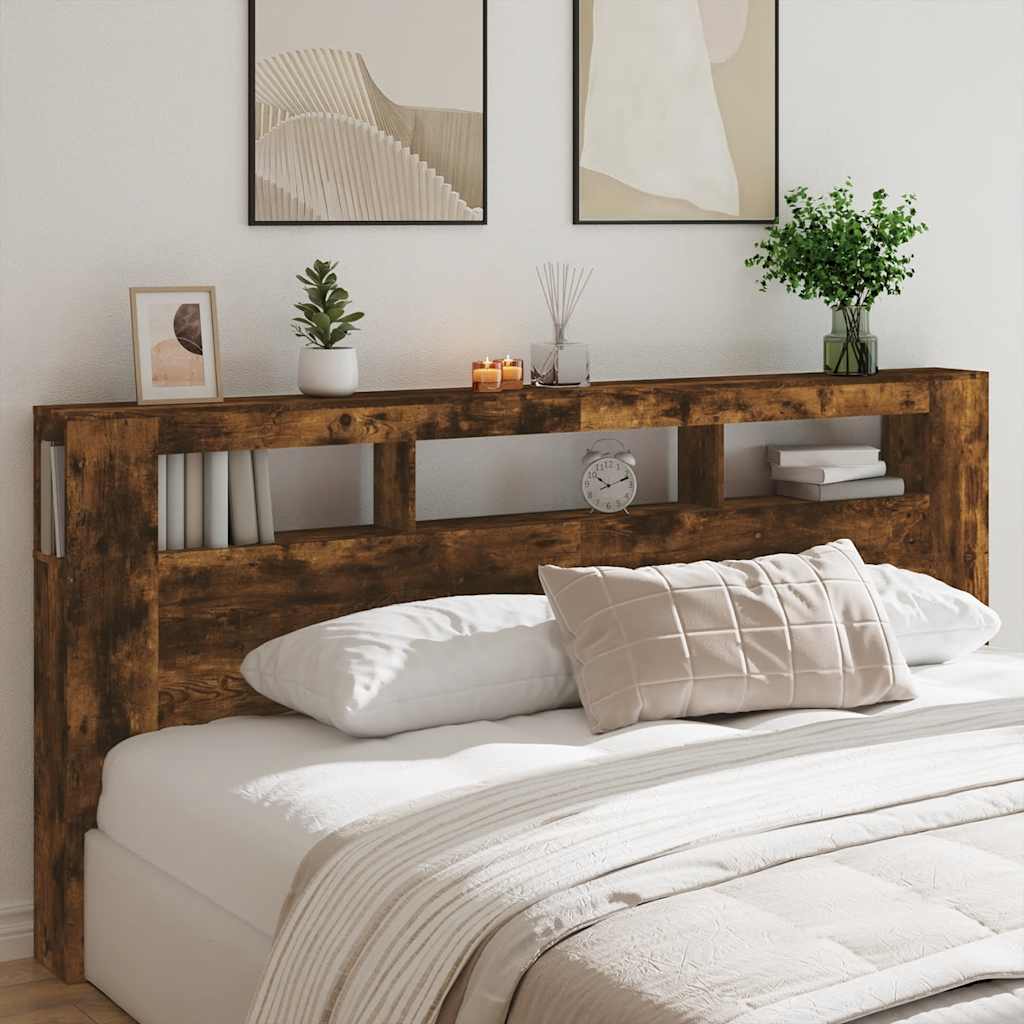 Tête de lit à LED chêne fumé 220x18,5x103,5cm bois d'ingénierie - XIOS