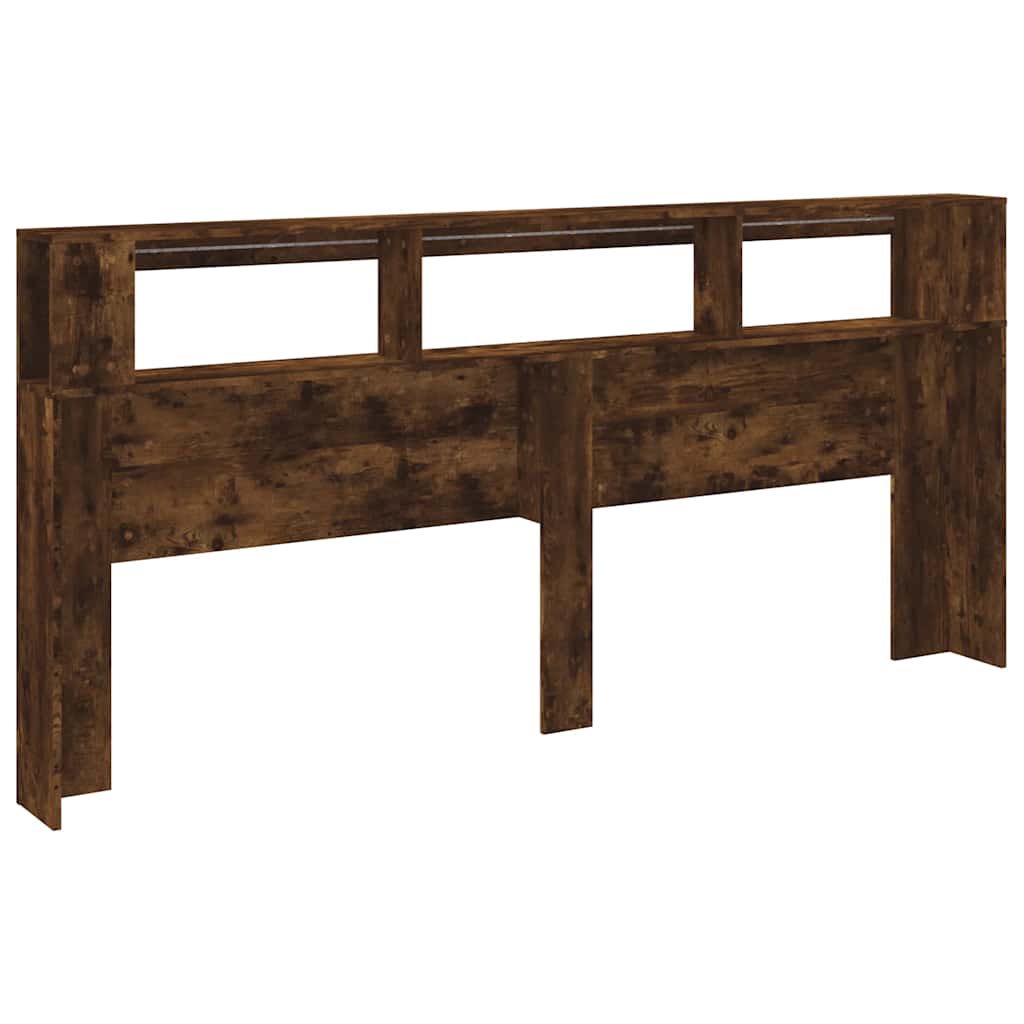 Tête de lit à LED chêne fumé 220x18,5x103,5cm bois d'ingénierie - XIOS