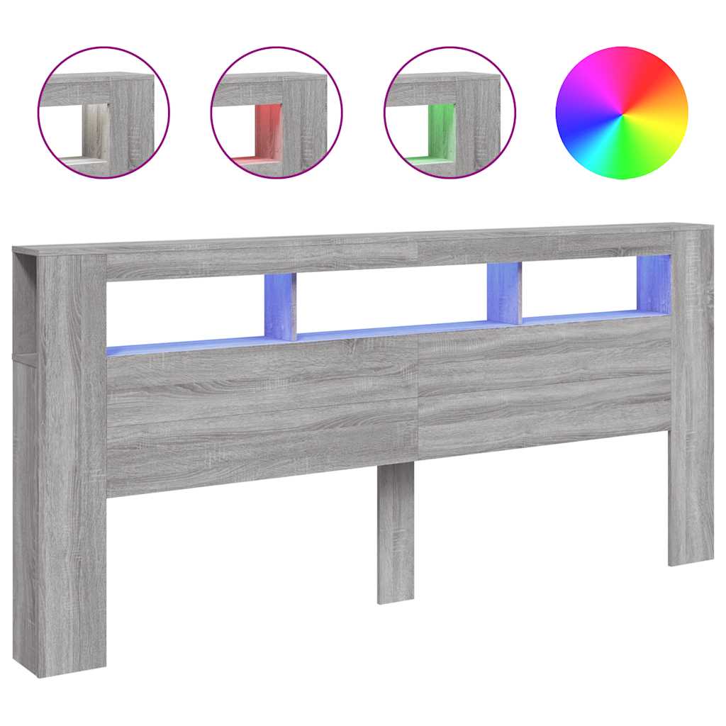 Tête de lit à LED sonoma gris 220x18,5x103,5 cm bois ingénierie - XIOS