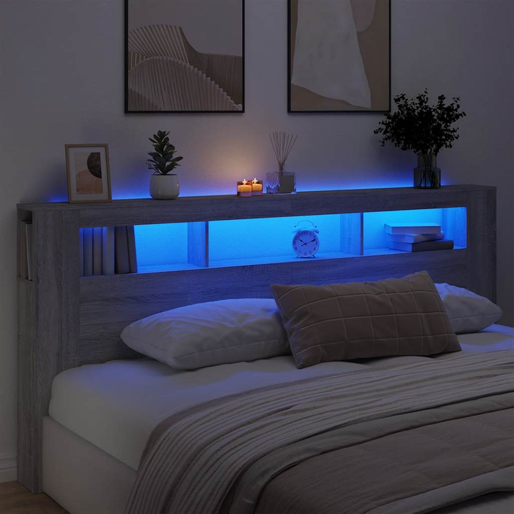 Tête de lit à LED sonoma gris 220x18,5x103,5 cm bois ingénierie - XIOS