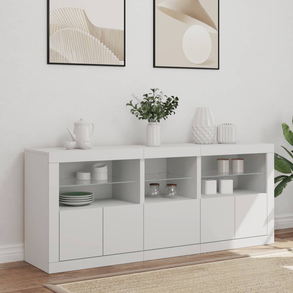 Buffet avec lumières LED blanc 162x37x67 cm - XIOS