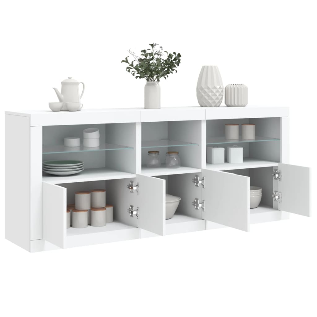 Buffet avec lumières LED blanc 162x37x67 cm - XIOS