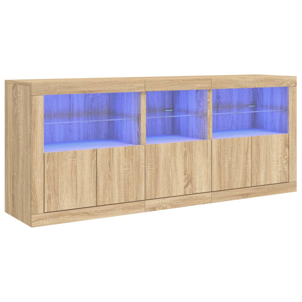 Buffet avec lumières LED chêne sonoma 162x37x67 cm - XIOS