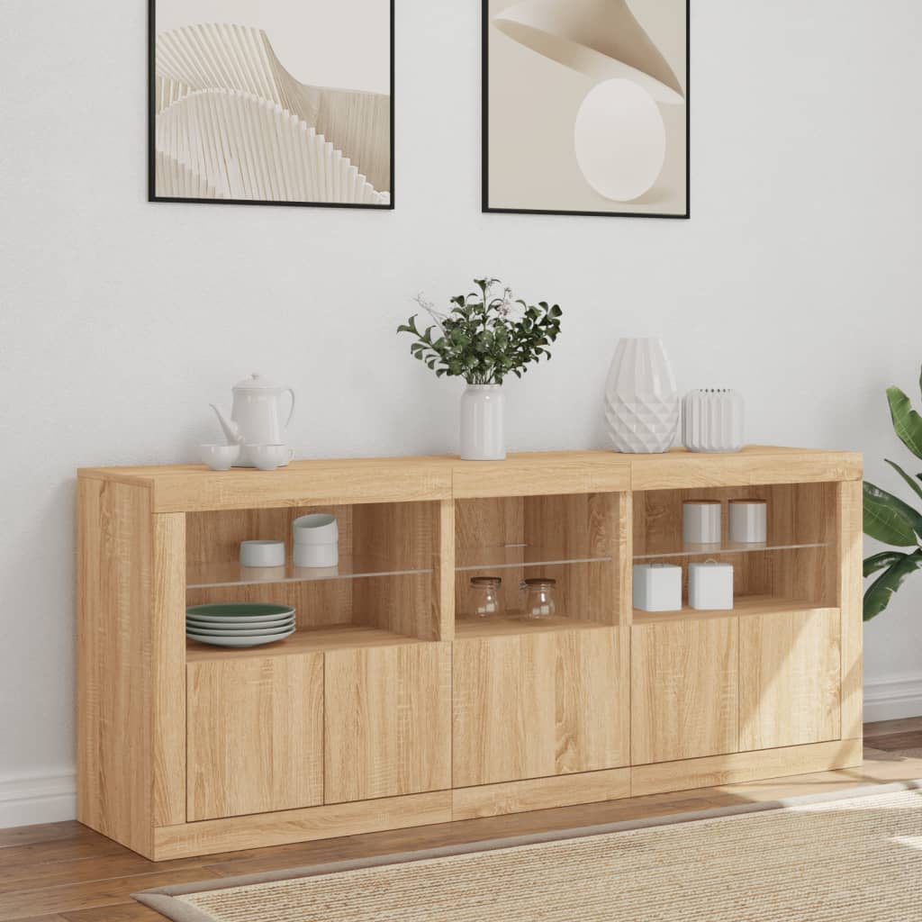 Buffet avec lumières LED chêne sonoma 162x37x67 cm - XIOS