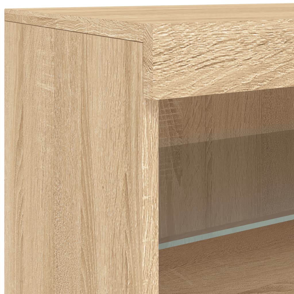 Buffet avec lumières LED chêne sonoma 162x37x67 cm