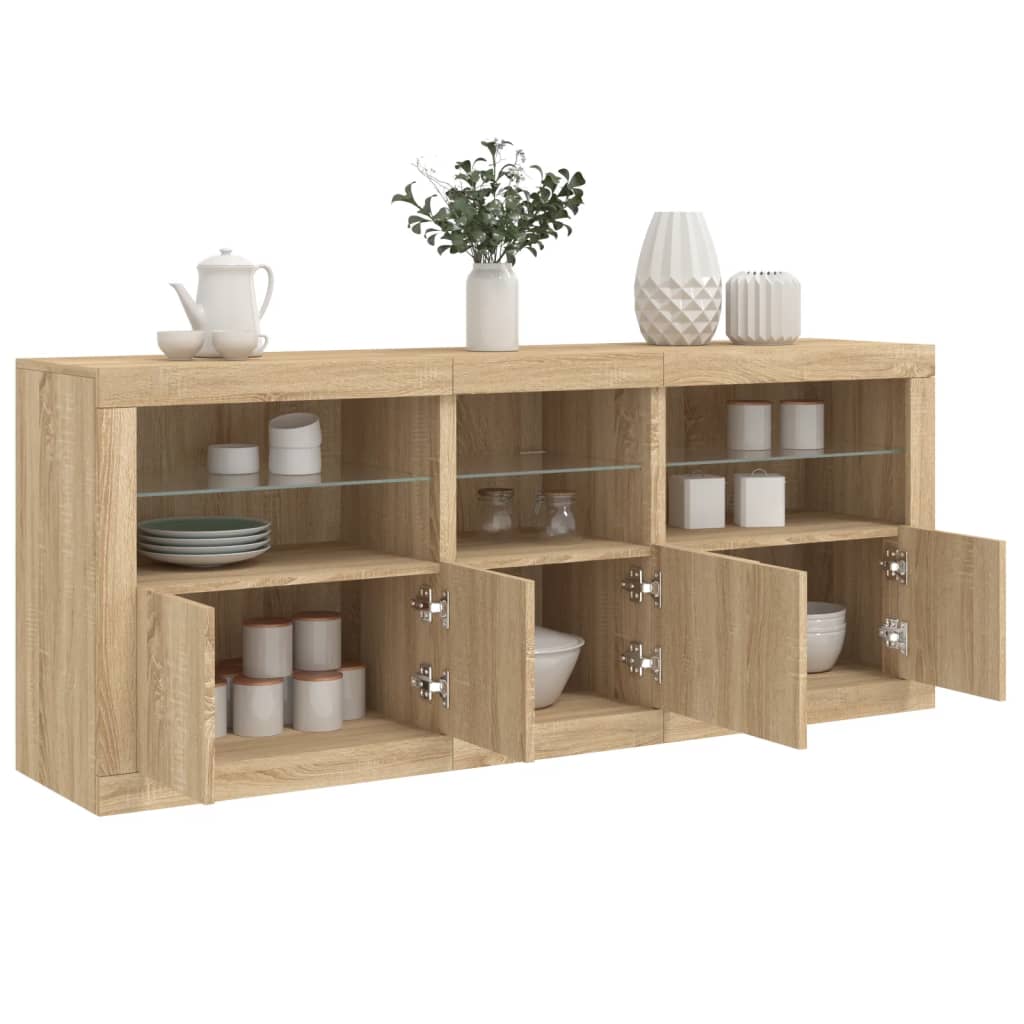 Buffet avec lumières LED chêne sonoma 162x37x67 cm - XIOS