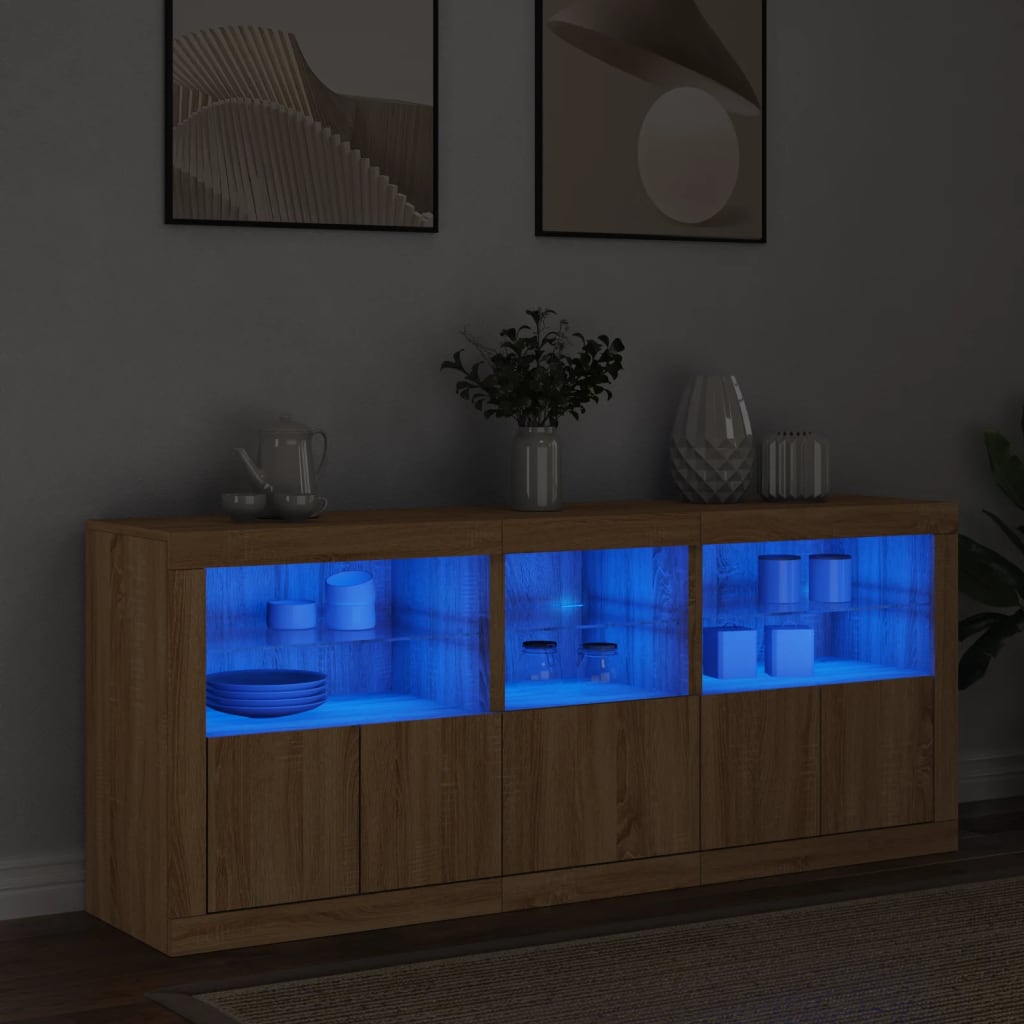Buffet avec lumières LED chêne sonoma 162x37x67 cm - XIOS