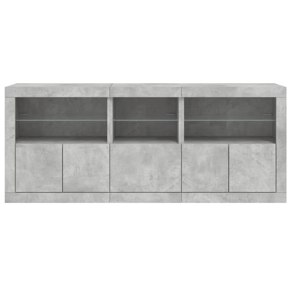 Buffet avec lumières LED gris béton 162x37x67 cm
