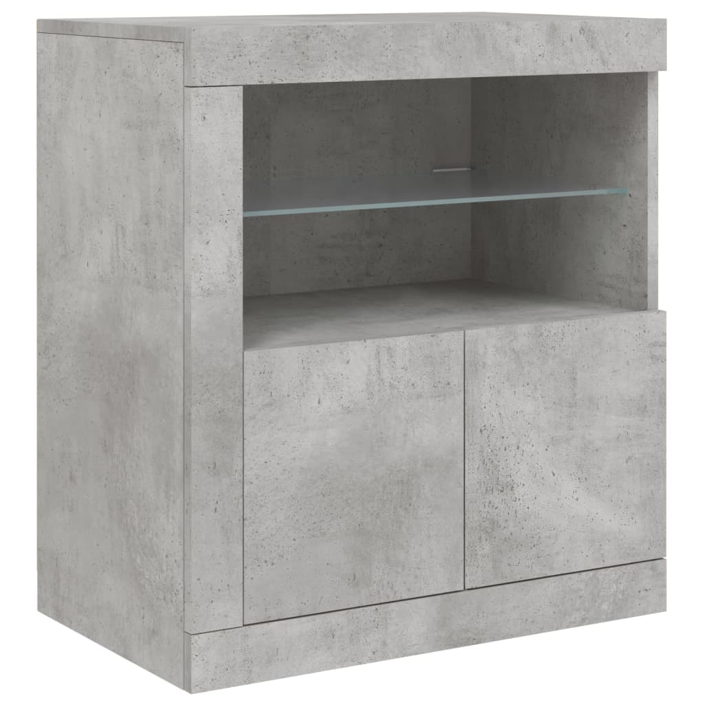 Buffet avec lumières LED gris béton 162x37x67 cm - XIOS