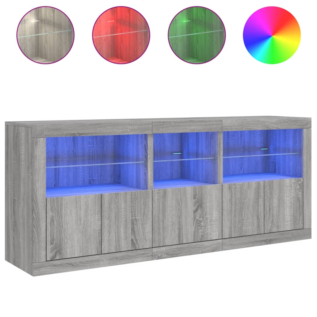 Buffet avec lumières LED sonoma gris 162x37x67 cm - XIOS