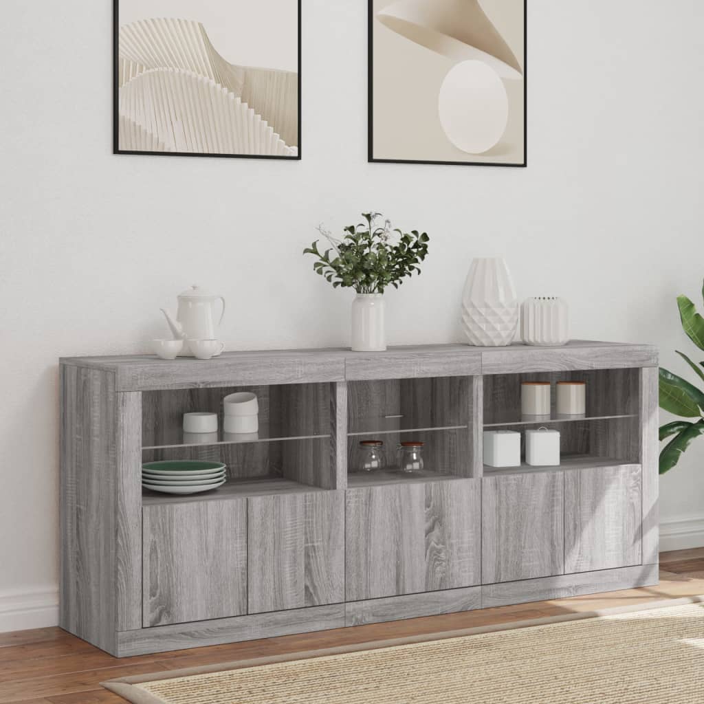 Buffet avec lumières LED sonoma gris 162x37x67 cm - XIOS