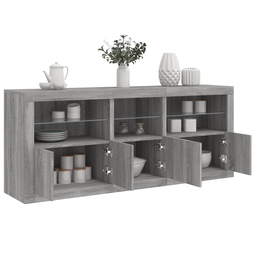 Buffet avec lumières LED sonoma gris 162x37x67 cm - XIOS