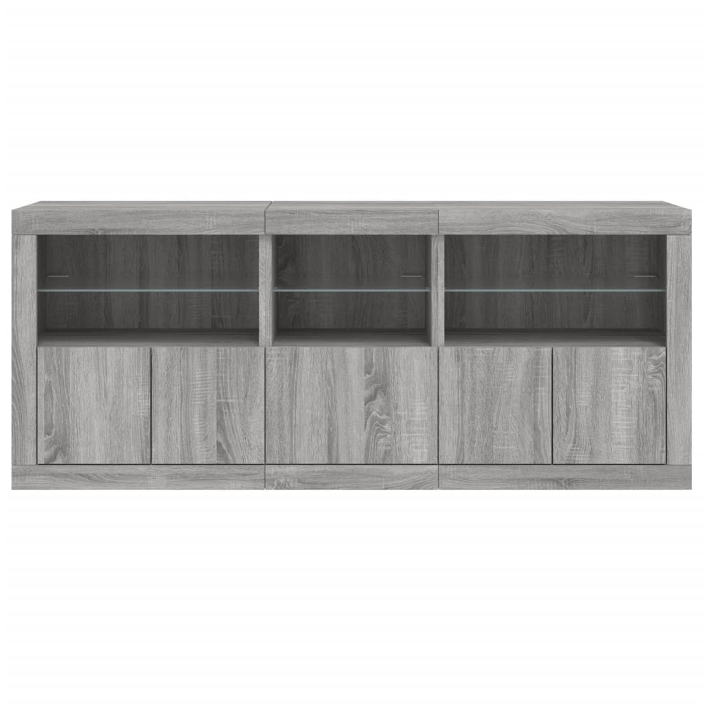 Buffet avec lumières LED sonoma gris 162x37x67 cm