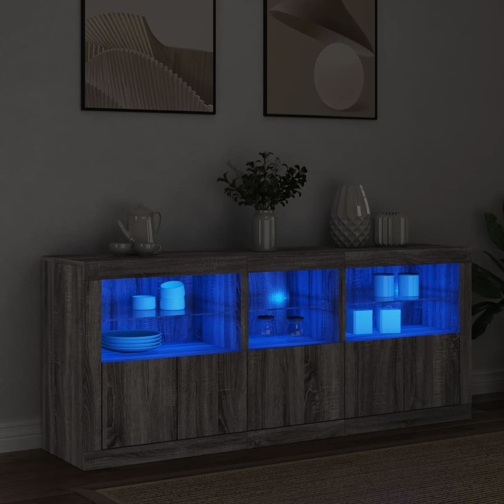 Buffet avec lumières LED sonoma gris 162x37x67 cm - XIOS