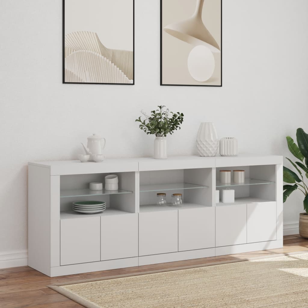 Buffet avec lumières LED blanc 181,5x37x67 cm - XIOS