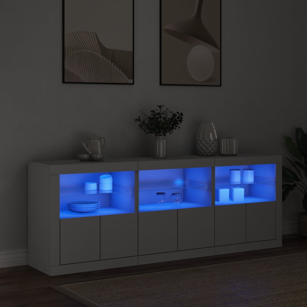 Buffet avec lumières LED blanc 181,5x37x67 cm - XIOS