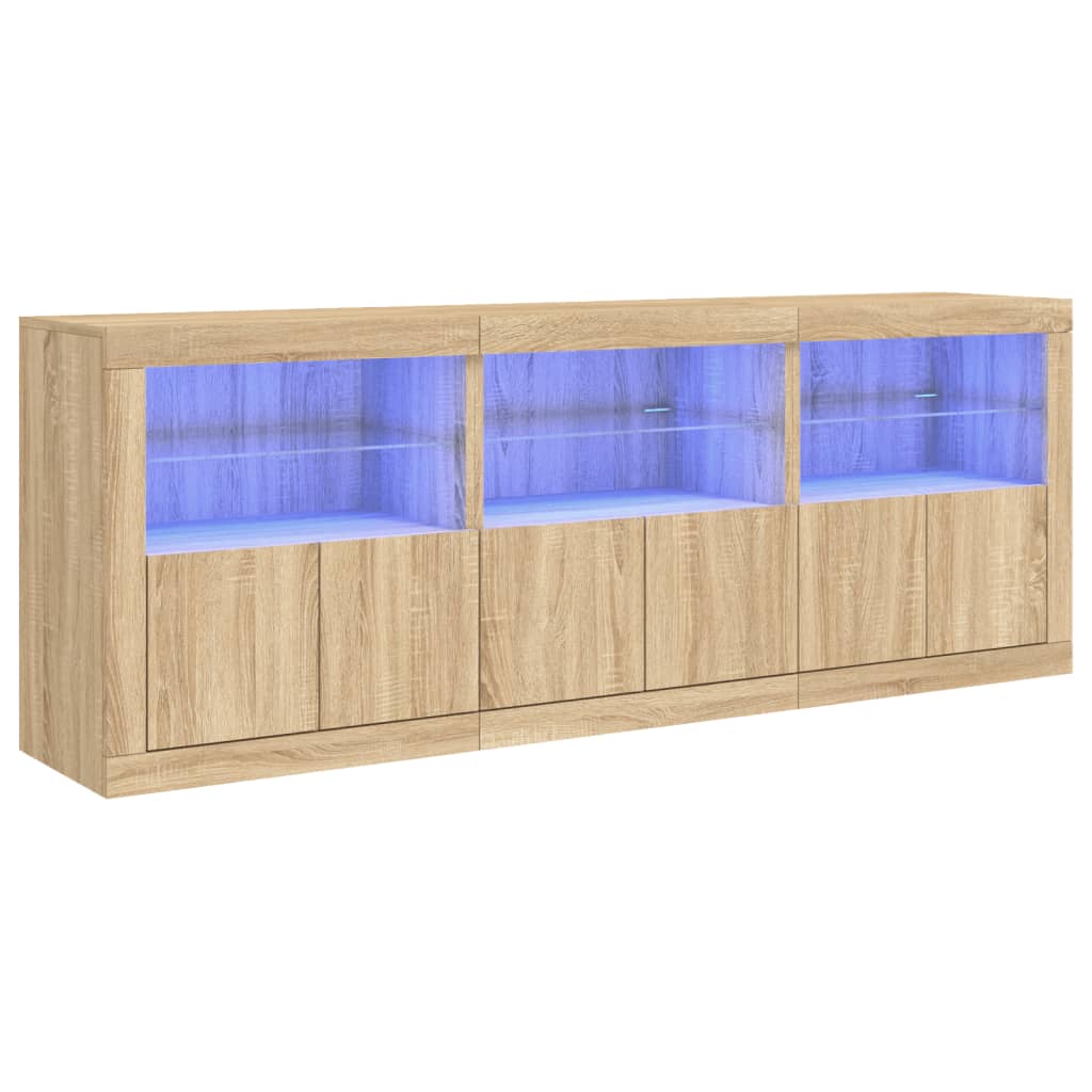 Buffet avec lumières LED chêne sonoma 181,5x37x67 cm - XIOS