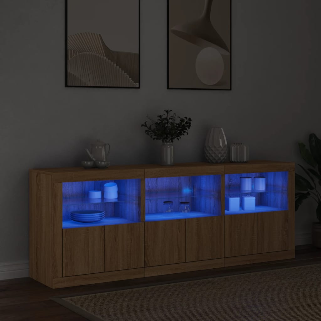 Buffet avec lumières LED chêne sonoma 181,5x37x67 cm - XIOS
