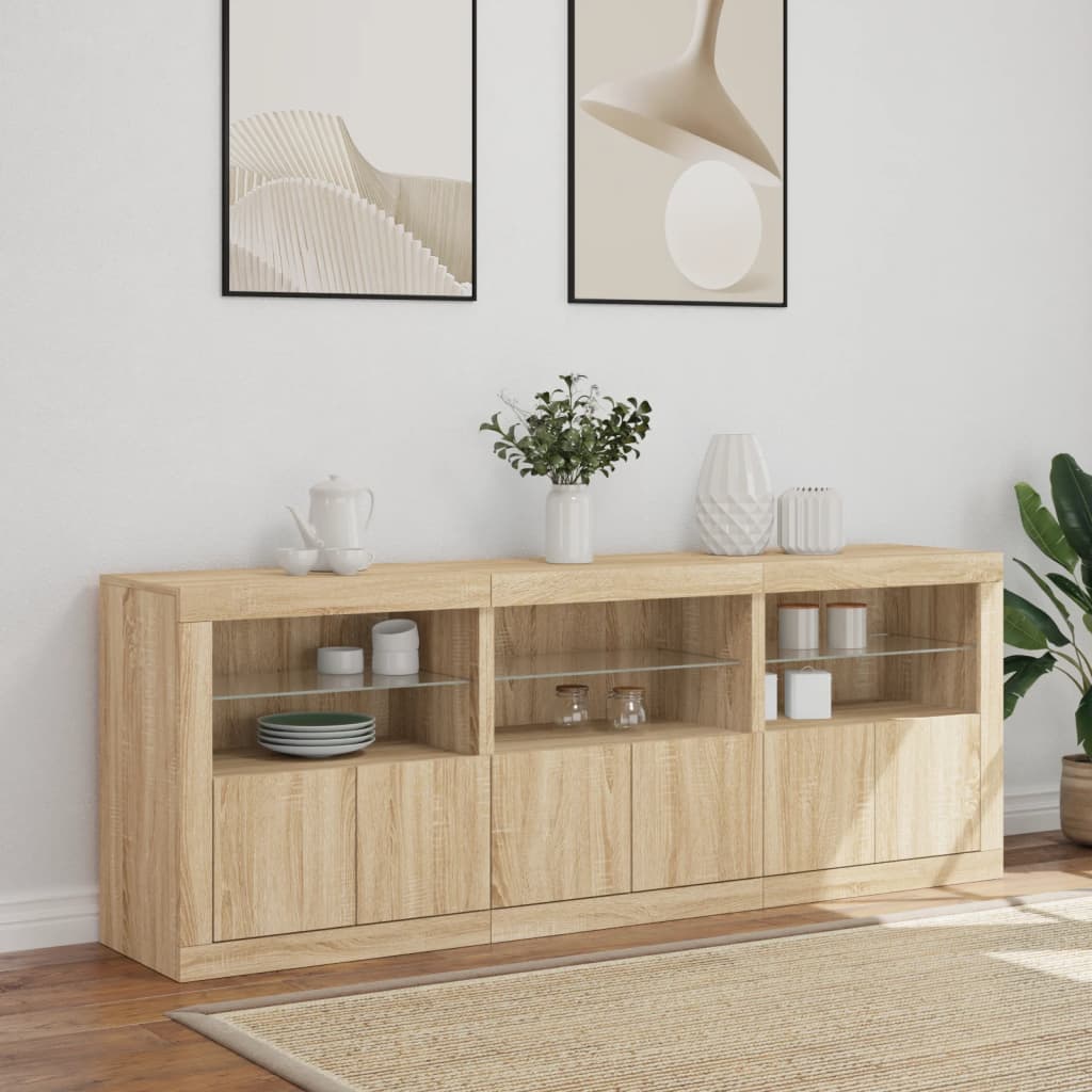 Buffet avec lumières LED chêne sonoma 181,5x37x67 cm - XIOS