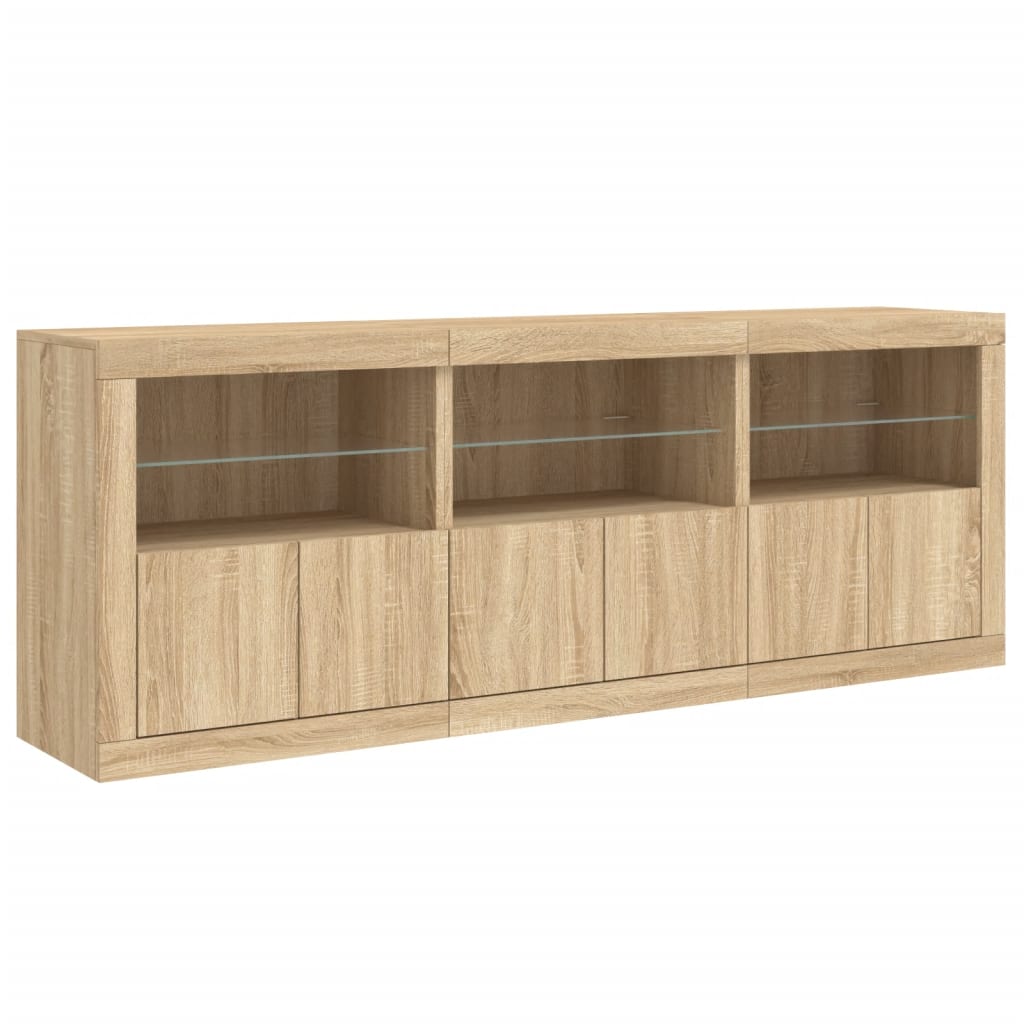 Buffet avec lumières LED chêne sonoma 181,5x37x67 cm - XIOS