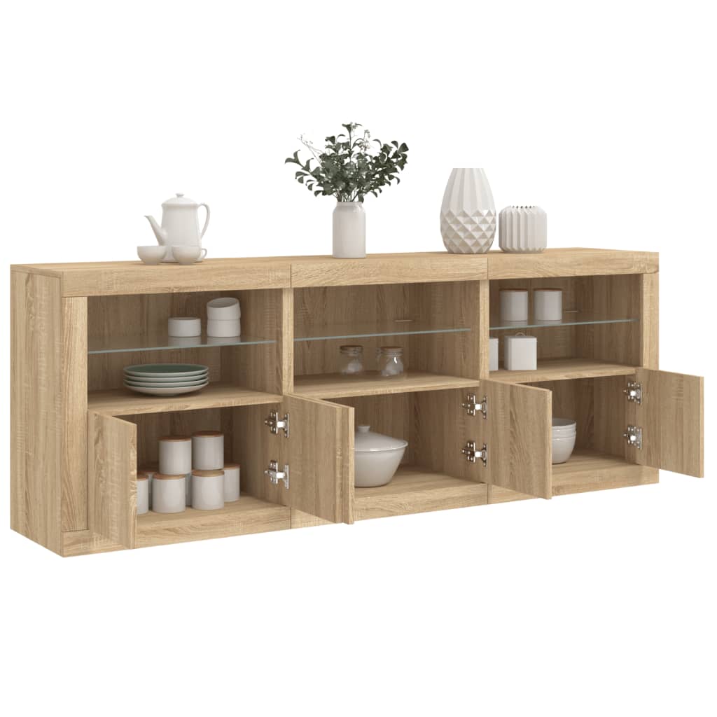 Buffet avec lumières LED chêne sonoma 181,5x37x67 cm - XIOS