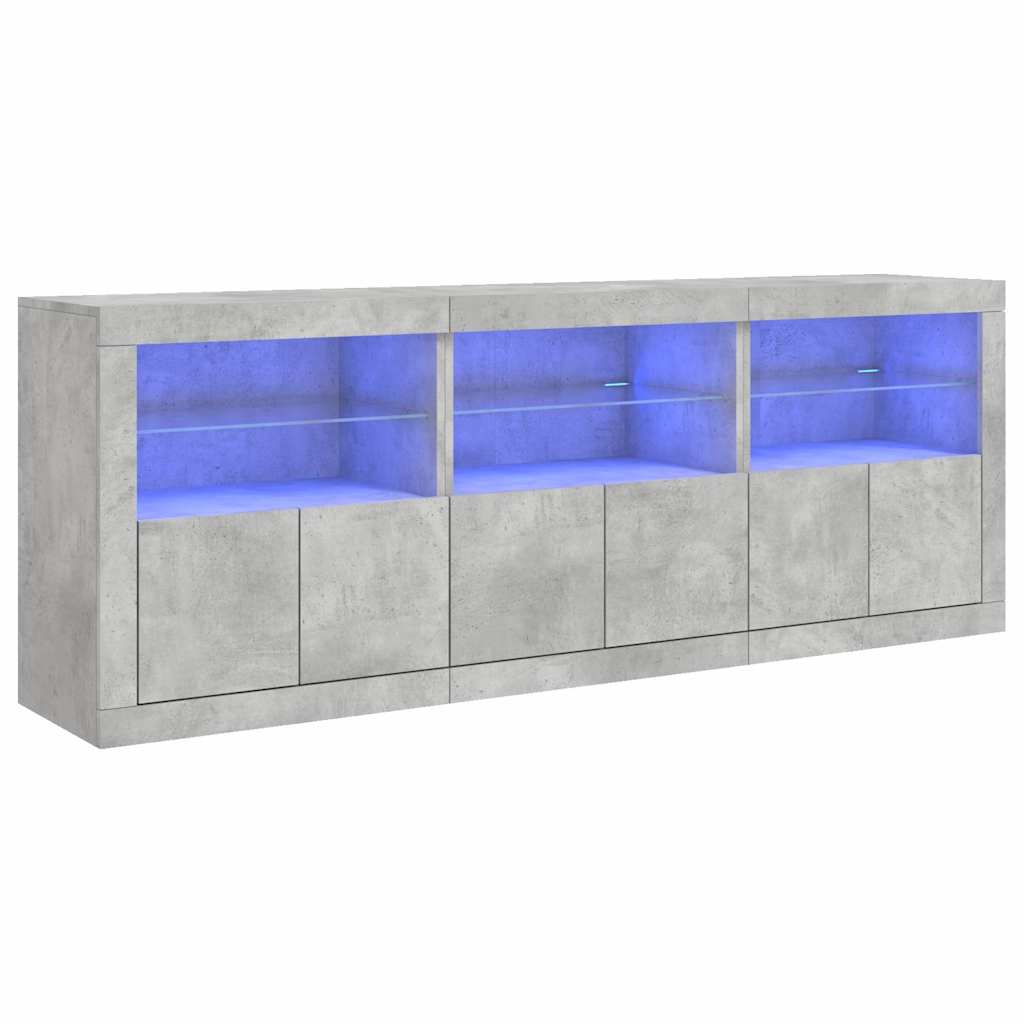 Buffet avec lumières LED gris béton 181,5x37x67 cm - XIOS