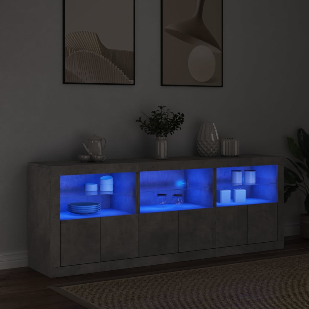 Buffet avec lumières LED gris béton 181,5x37x67 cm - XIOS