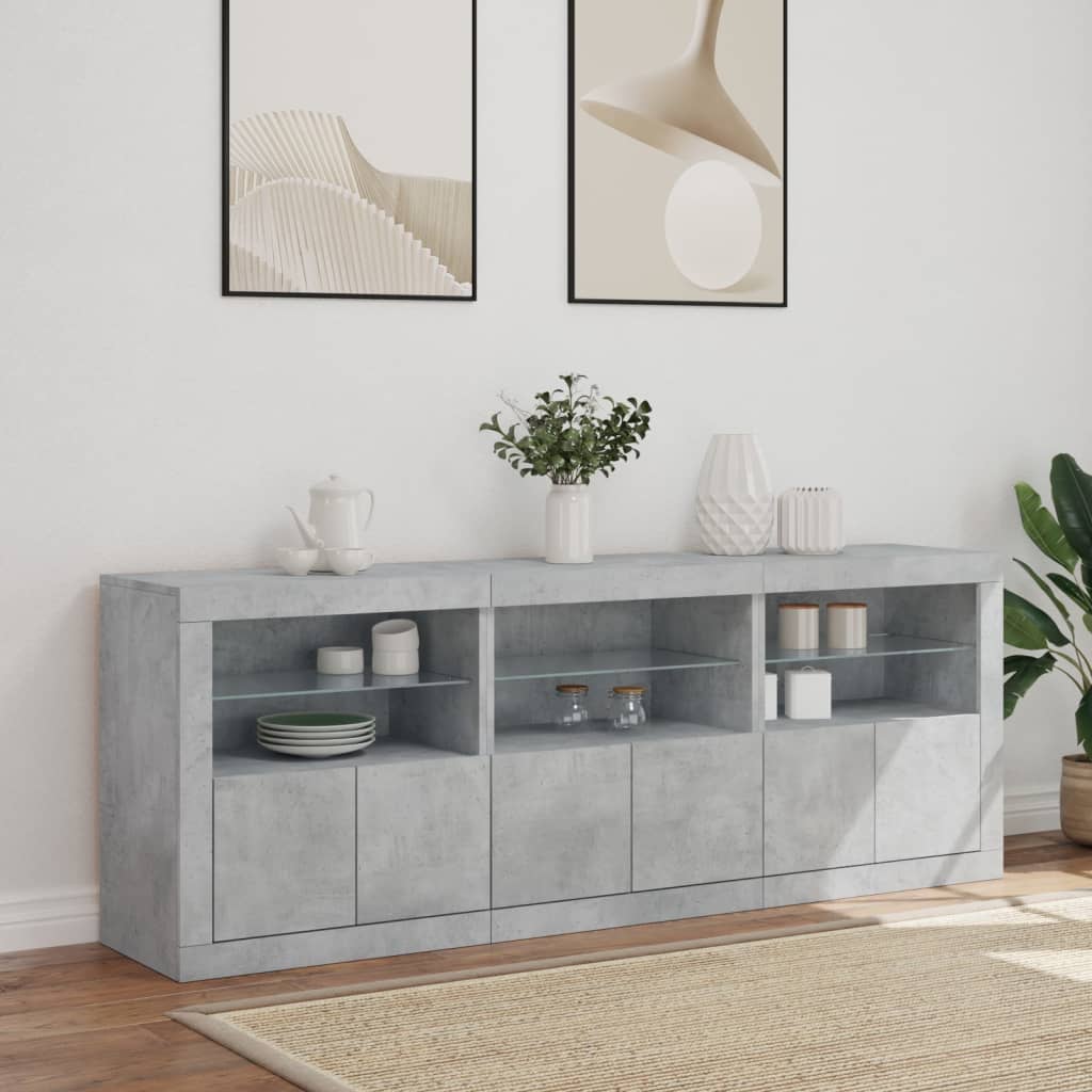Buffet avec lumières LED gris béton 181,5x37x67 cm - XIOS