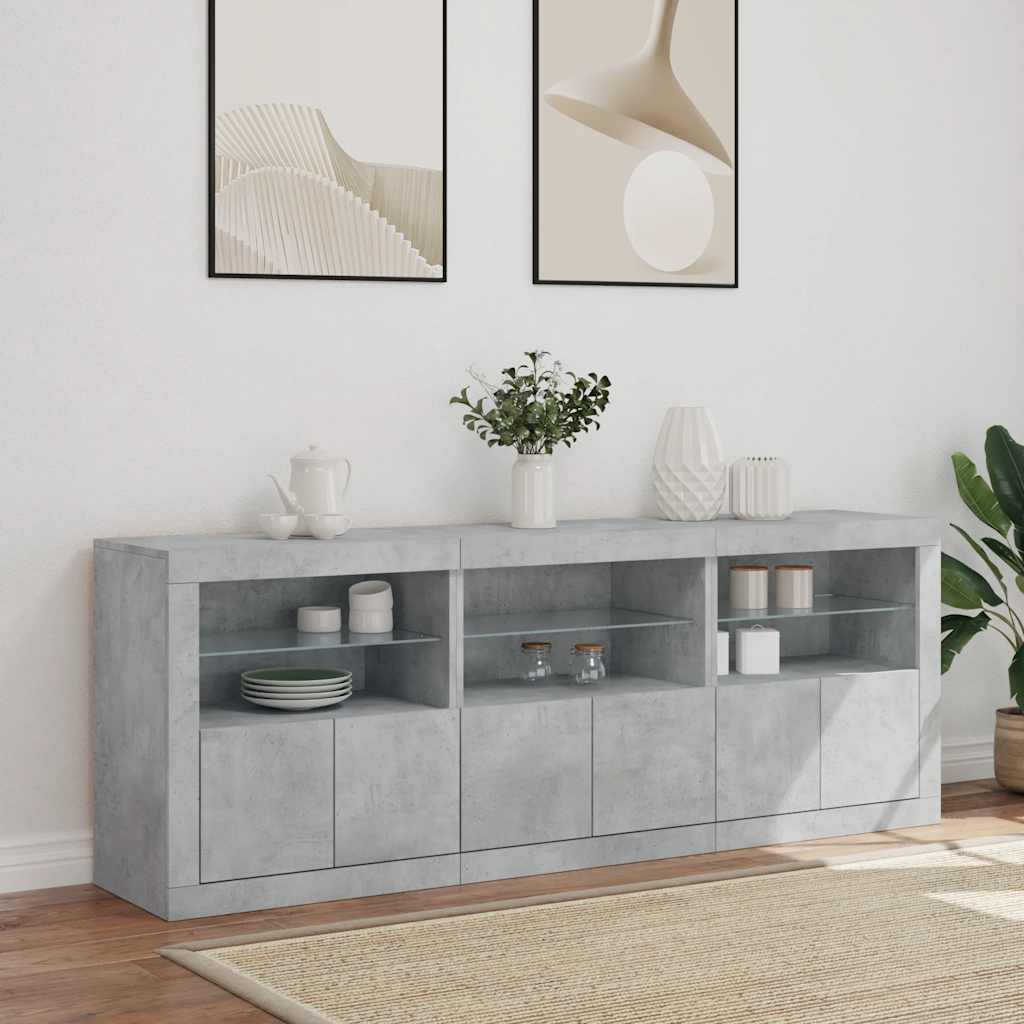 Buffet avec lumières LED gris béton 181,5x37x67 cm - XIOS