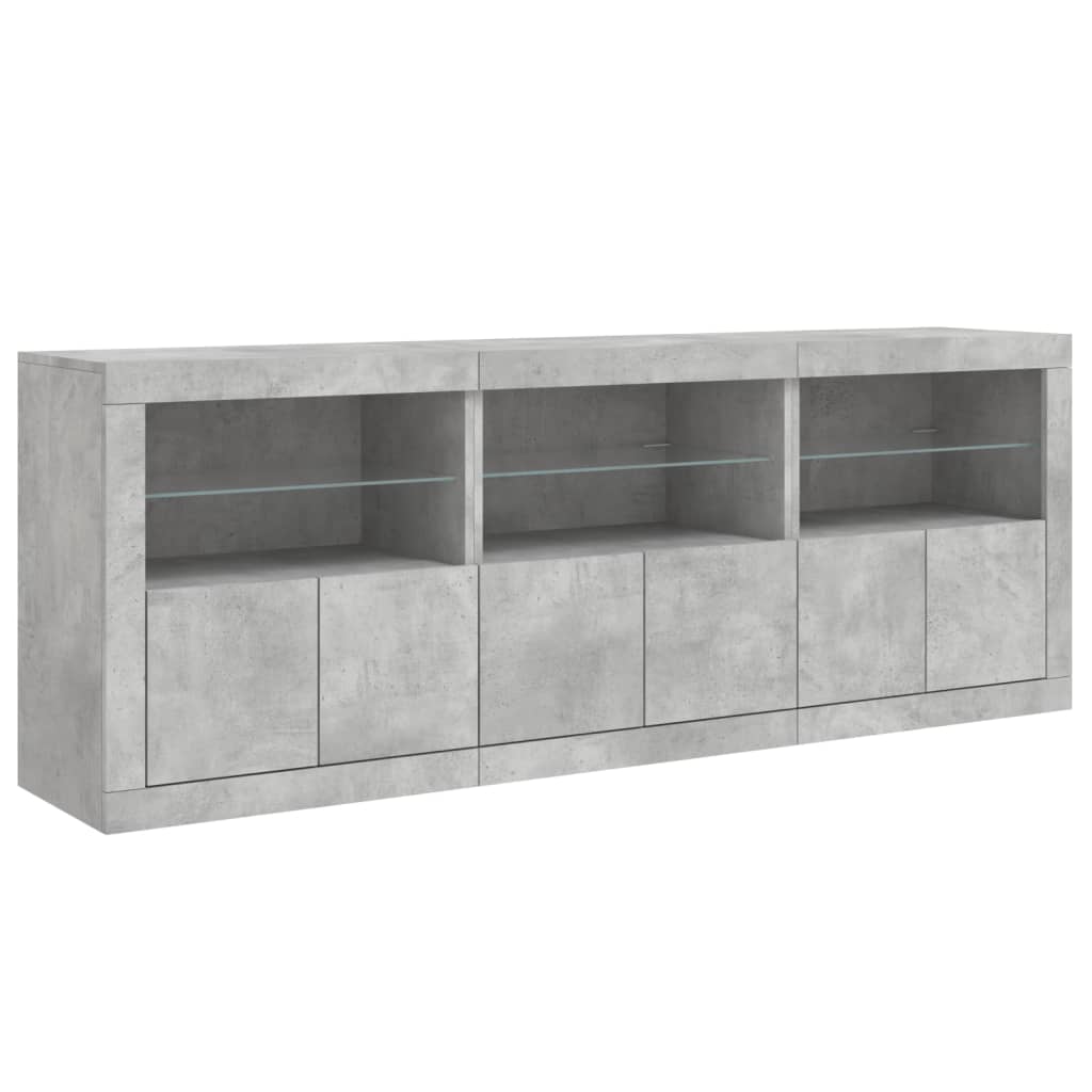 Buffet avec lumières LED gris béton 181,5x37x67 cm - XIOS