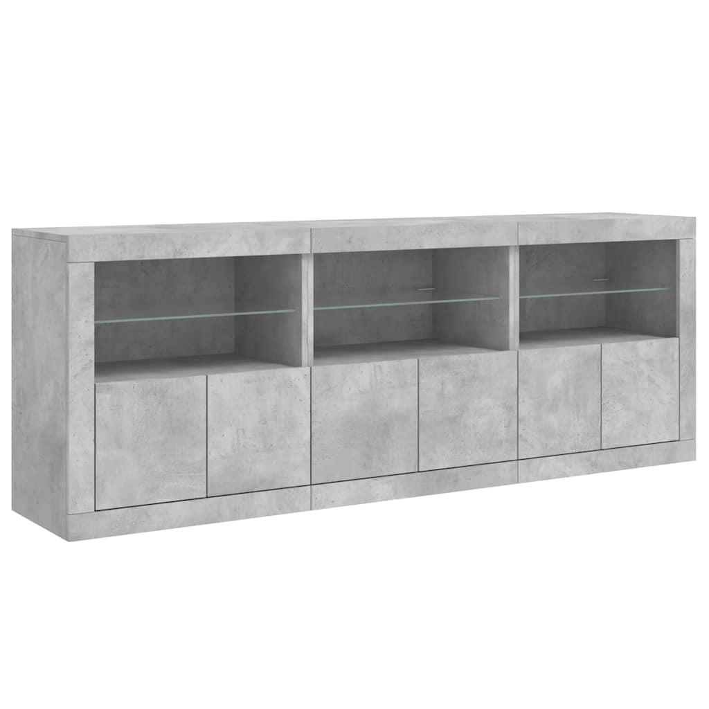 Buffet avec lumières LED gris béton 181,5x37x67 cm - XIOS