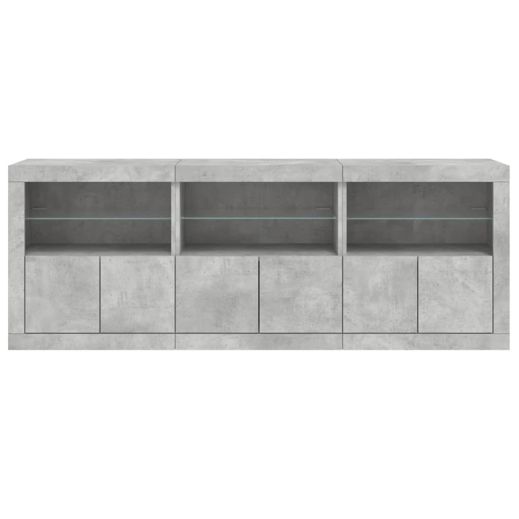 Buffet avec lumières LED gris béton 181,5x37x67 cm - XIOS