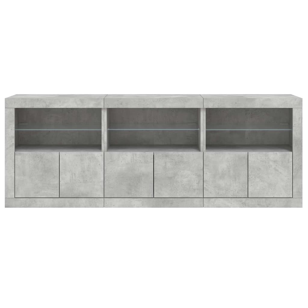 Buffet avec lumières LED gris béton 181,5x37x67 cm - XIOS