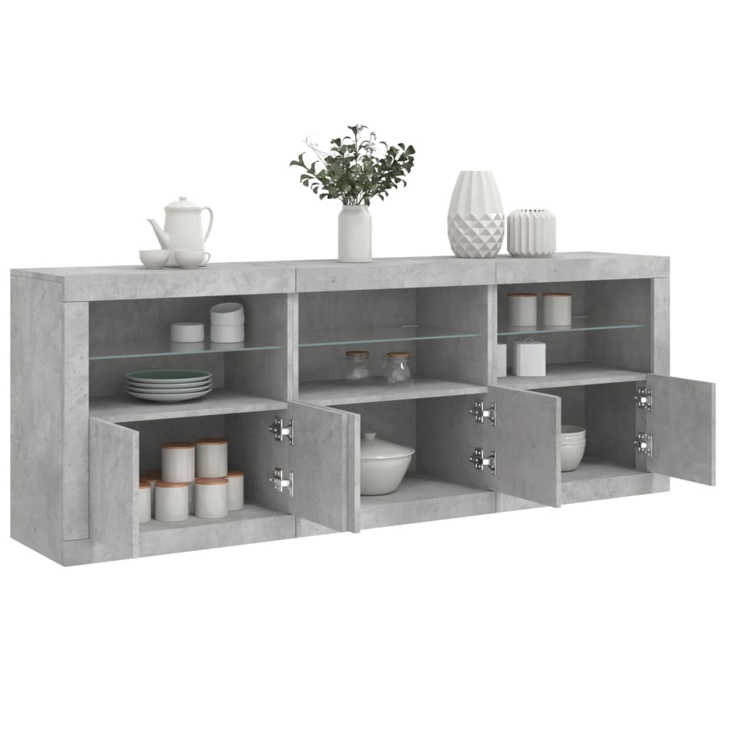 Buffet avec lumières LED gris béton 181,5x37x67 cm - XIOS