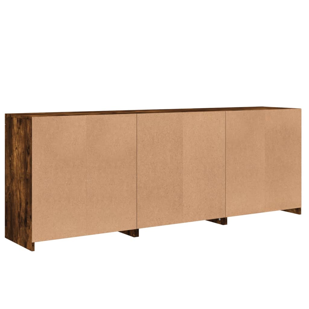 Buffet avec lumières LED chêne fumé 181,5x37x67 cm