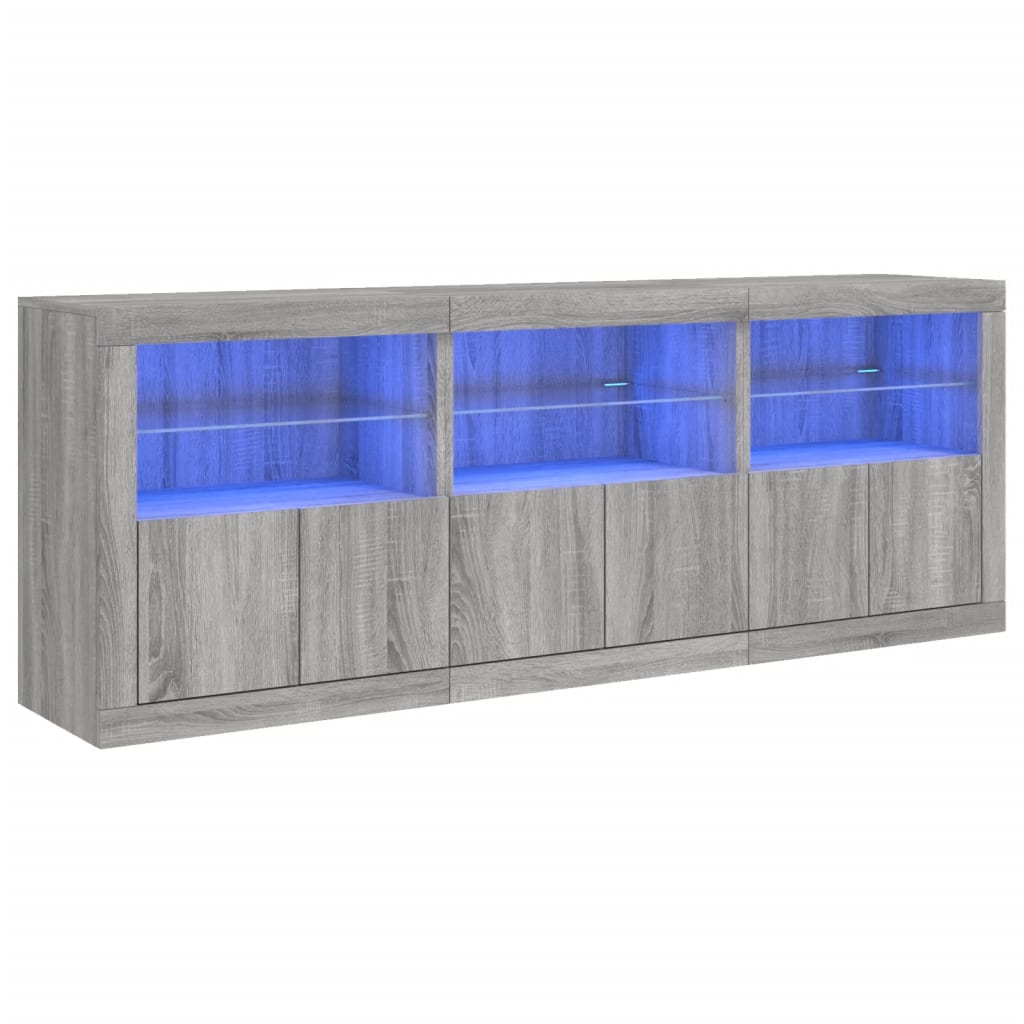 Buffet avec lumières LED sonoma gris 181,5x37x67 cm - XIOS