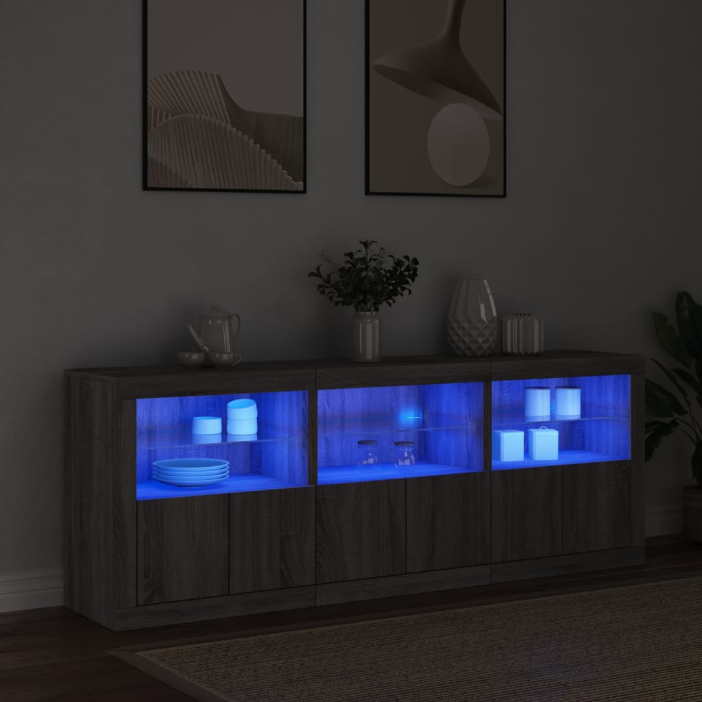 Buffet avec lumières LED sonoma gris 181,5x37x67 cm - XIOS