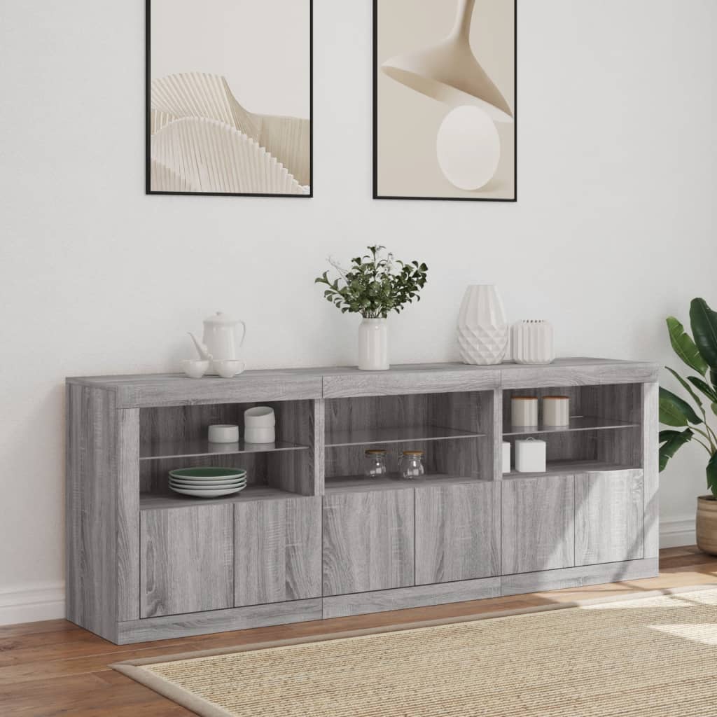Buffet avec lumières LED sonoma gris 181,5x37x67 cm - XIOS