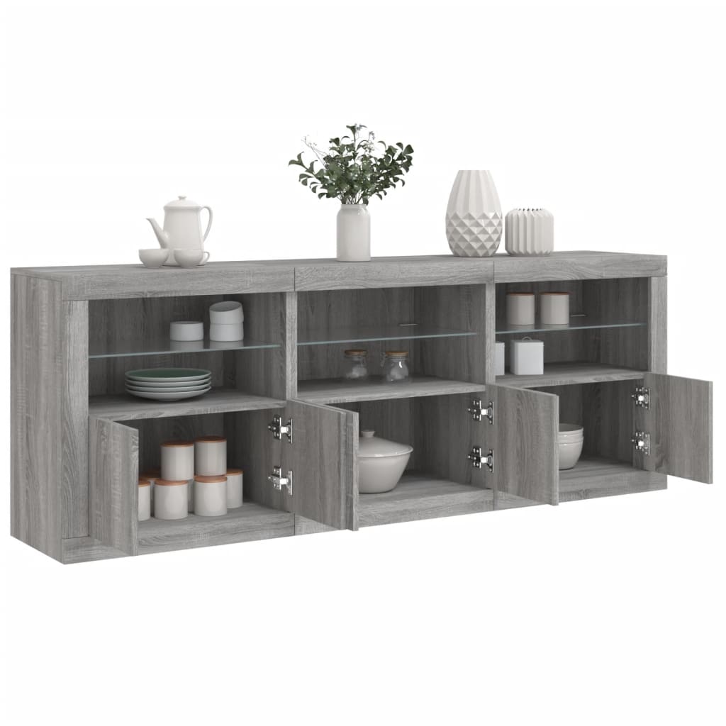 Buffet avec lumières LED sonoma gris 181,5x37x67 cm - XIOS