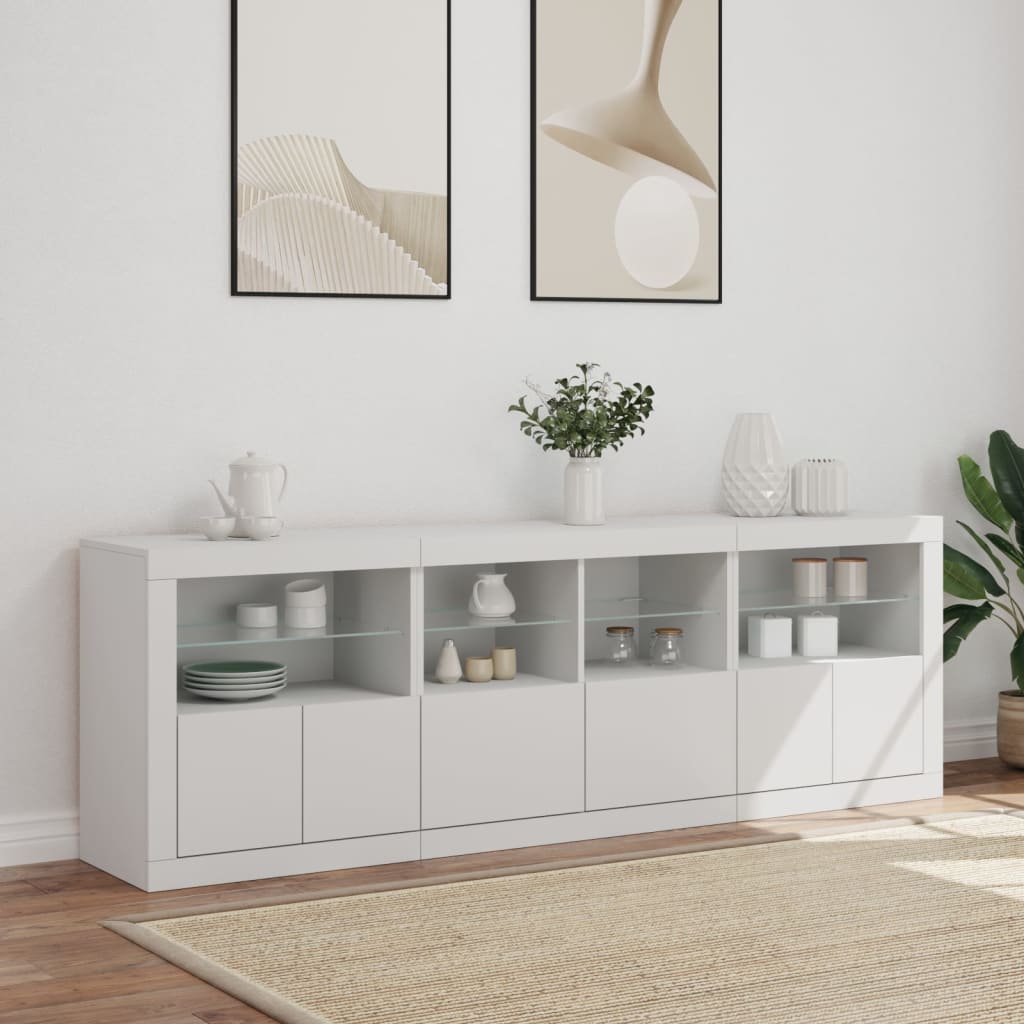 Buffet avec lumières LED blanc 202x37x67 cm - XIOS