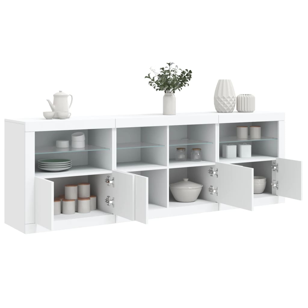 Buffet avec lumières LED blanc 202x37x67 cm - XIOS