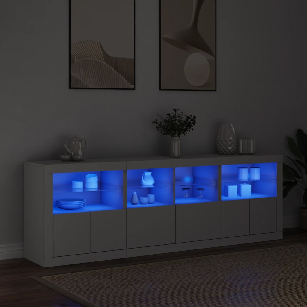 Buffet avec lumières LED blanc 202x37x67 cm - XIOS