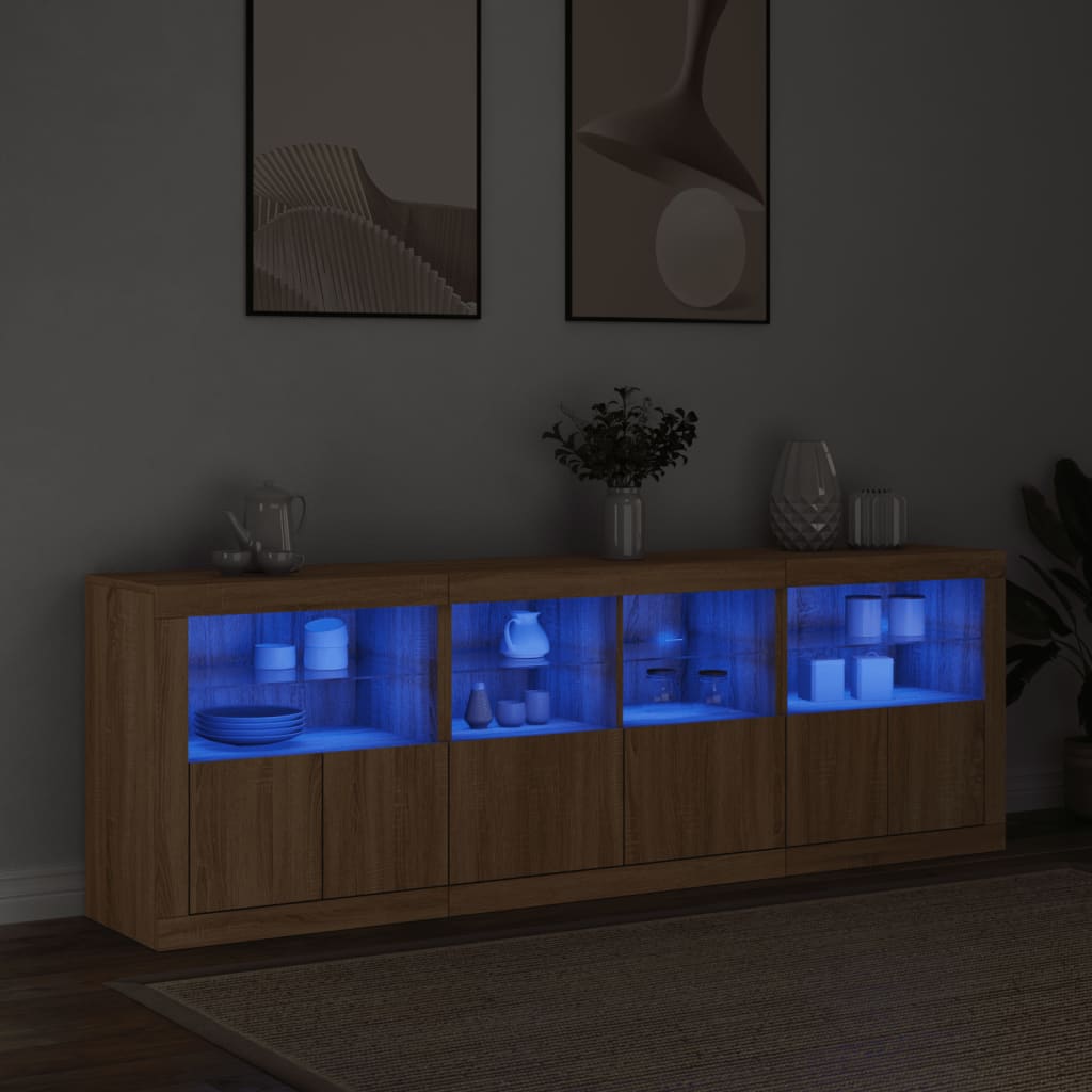 Buffet avec lumières LED chêne sonoma 202x37x67 cm - XIOS