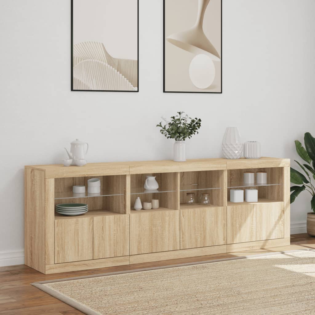 Buffet avec lumières LED chêne sonoma 202x37x67 cm - XIOS