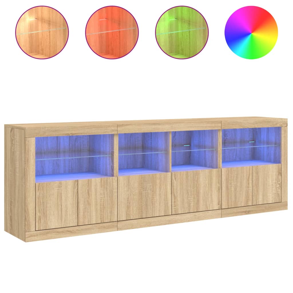 Buffet avec lumières LED chêne sonoma 202x37x67 cm - XIOS