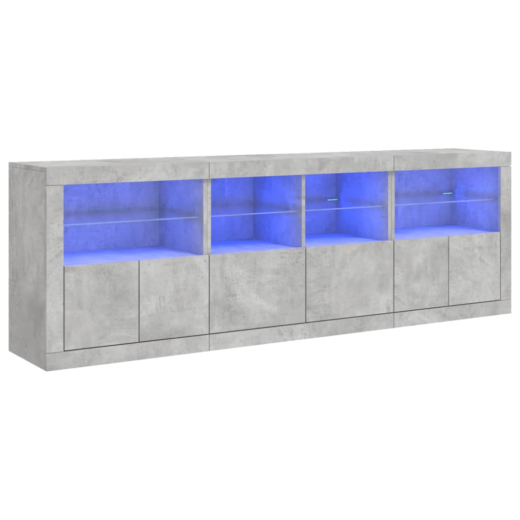 Buffet avec lumières LED gris béton 202x37x67 cm - XIOS
