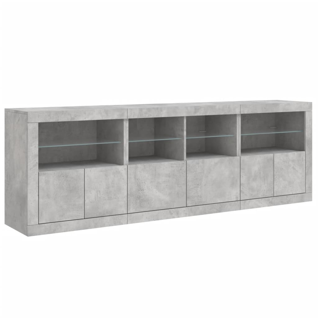 Buffet avec lumières LED gris béton 202x37x67 cm - XIOS