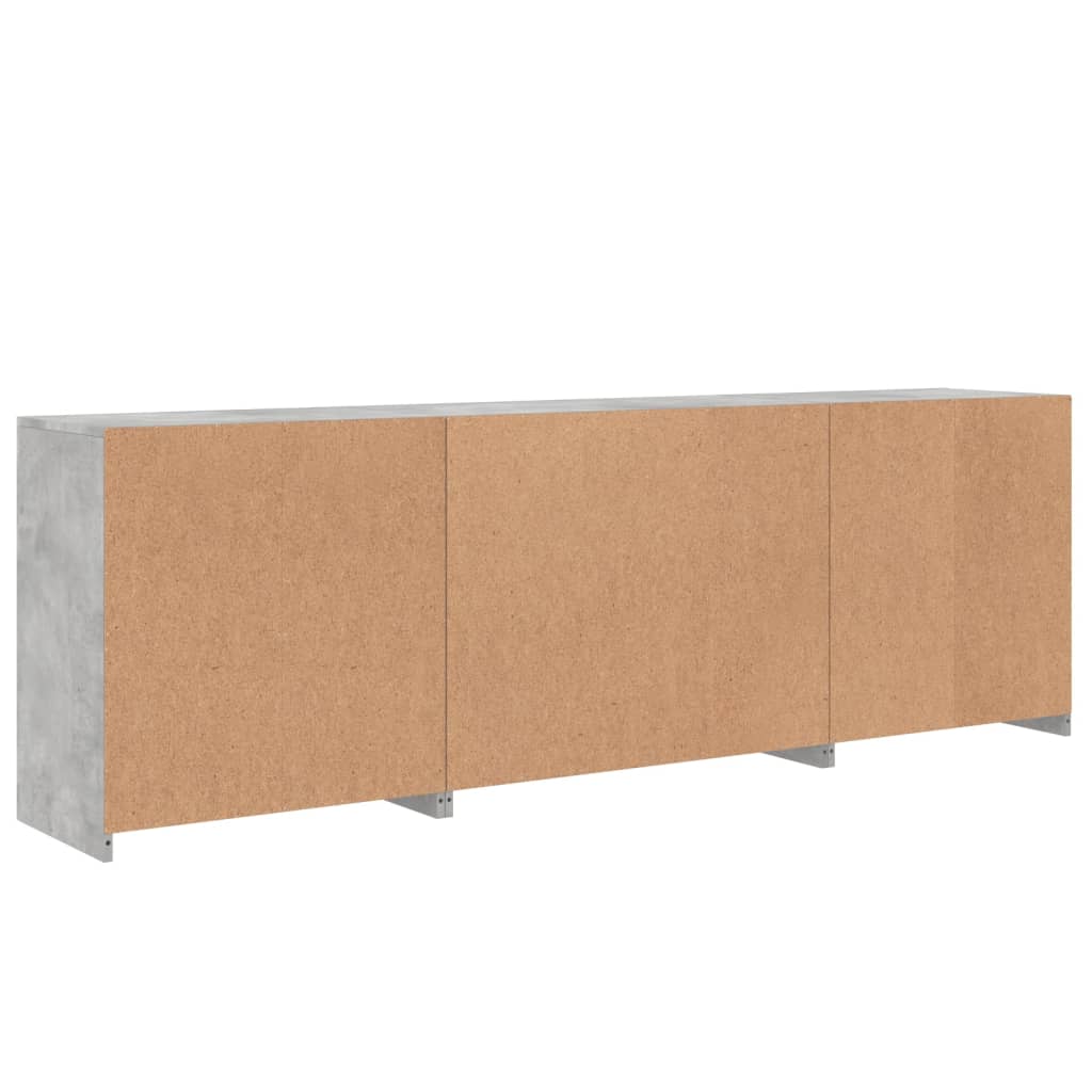 Buffet avec lumières LED gris béton 202x37x67 cm - XIOS